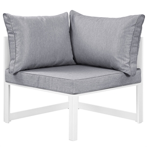 Modway Fortuna Modern Aluminum Outdoor Corner Chair in White/Gray