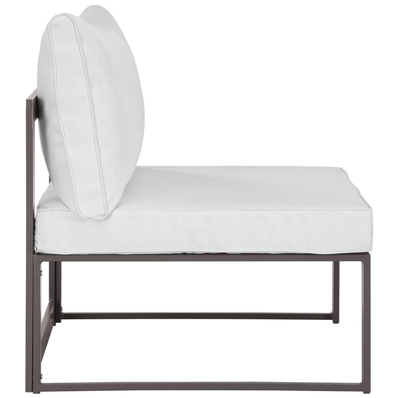 Modway Fortuna Aluminum Outdoor Armless Chair in Brown/White