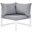 Modway Fortuna 9-Piece Aluminum Fabric Patio Sectional Sofa Set - White/Gray