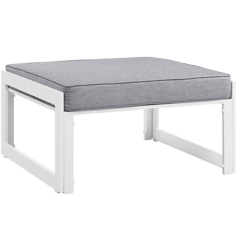 Modway Fortuna 10-Piece Aluminum Fabric Patio Sectional Sofa Set in White/Gray