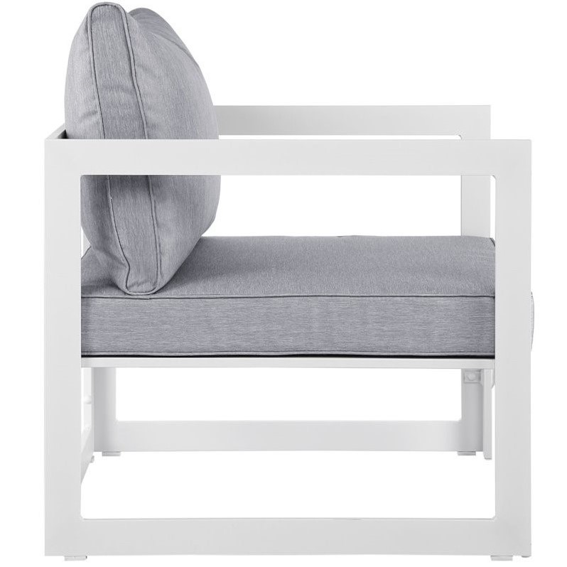 Modway Fortuna 5-Piece Aluminum Fabric Patio Sectional Sofa Set - White/Gray