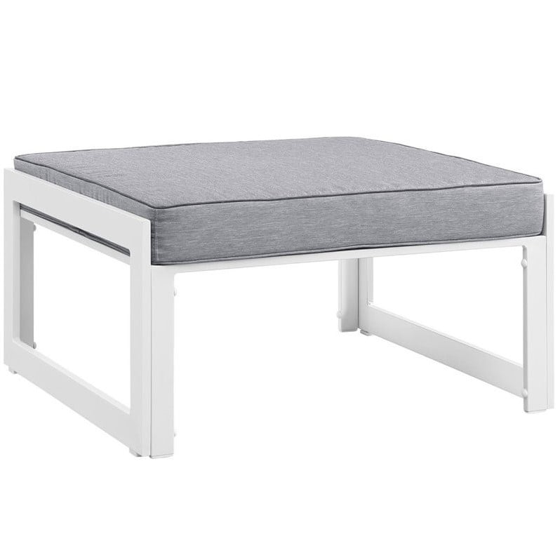 Modway Fortuna 5-Piece Aluminum Fabric Patio Sectional Sofa Set - White/Gray
