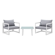 Modway Fortuna 3-Piece Aluminum Fabric Patio Sectional Sofa Set in White/Gray Modway Fortuna 3-Piece Aluminum Fabric Patio Sectional Sofa Set in White/Gray