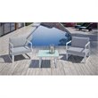 Modway Fortuna 3-Piece Aluminum Fabric Patio Sectional Sofa Set in White/Gray
