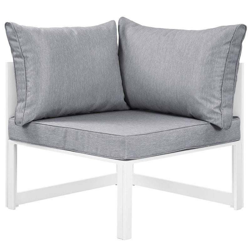 Modway Fortuna 6-Piece Aluminum Fabric Patio Sectional Sofa Set - White/Gray