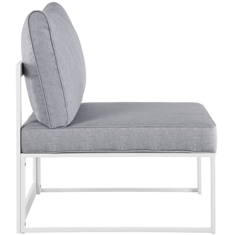 Modway Fortuna 5-Piece Aluminum Fabric Patio Sectional Sofa Set in White/Gray