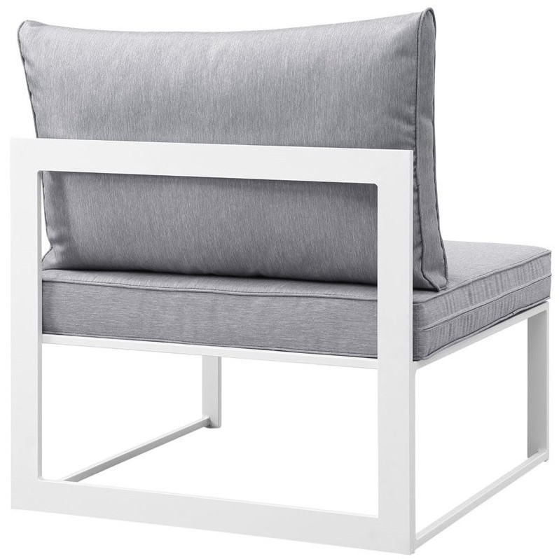 Modway Fortuna 6-Piece Aluminum Fabric Patio Sectional Sofa Set in White/Gray