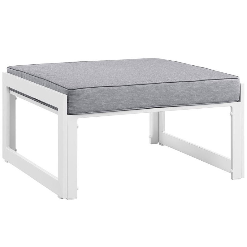 Modway Fortuna 9-Piece Aluminum Fabric Patio Sectional Sofa Set in White/Gray