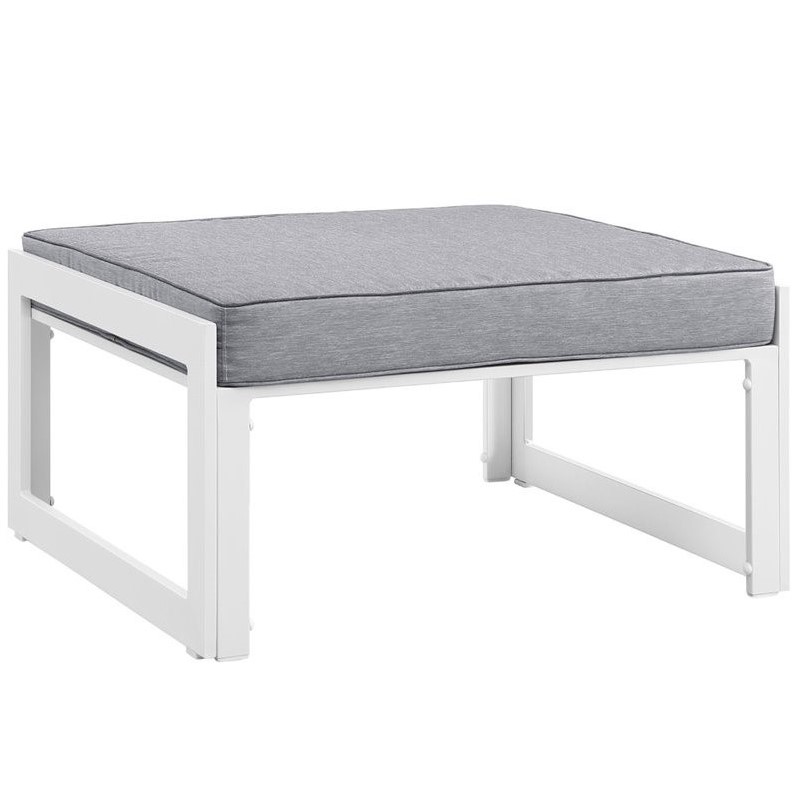 Modway Fortuna 8-Piece Fabric Patio Sectional Sofa Set in White and Gray