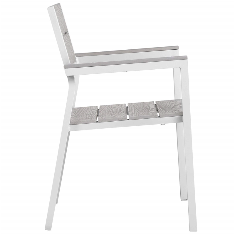 Modway Maine Aluminum Patio Dining Armchair in White/Light Gray (Set of 2)