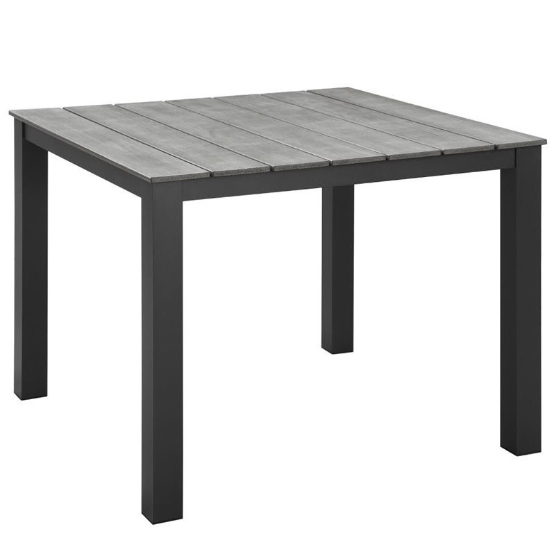 Modway Maine 3-Piece Modern Aluminum Patio Dining Set - Brown/Gray
