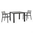 Modway Maine 3-Piece Modern Aluminum Patio Dining Set - Brown/Gray