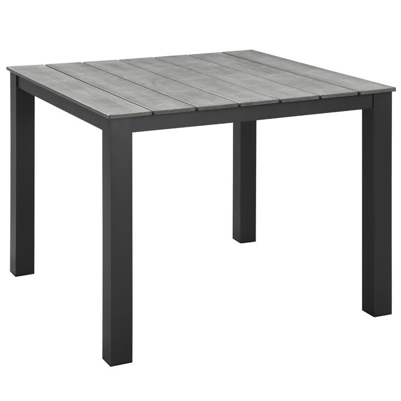 Modway Maine 5-Piece Modern Aluminum Patio Dining Set - Brown/Gray