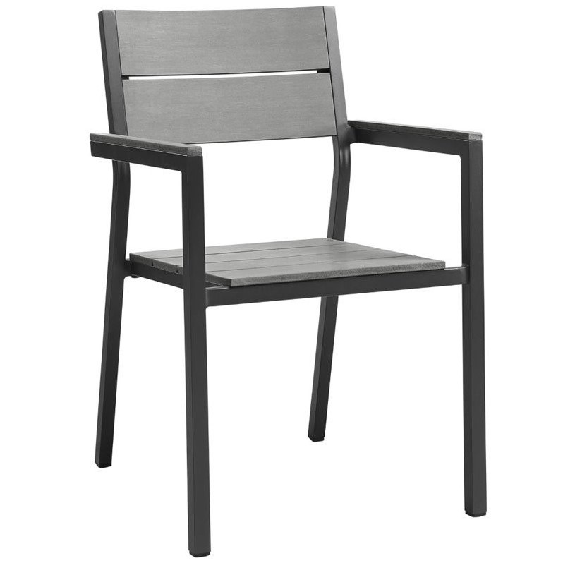 Modway Maine 5-Piece Modern Aluminum Patio Dining Set - Brown/Gray