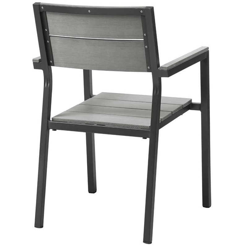 Modway Maine 5-Piece Modern Aluminum Patio Dining Set - Brown/Gray