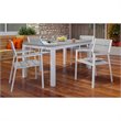 Modway Maine 5-Piece Modern Aluminum Patio Dining Set in White and Light Gray