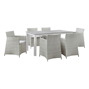 Modway Junction 7-Piece Aluminum Rattan Patio Dining Set - Gray/White