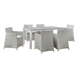 Modway Junction 7-Piece Aluminum Rattan Patio Dining Set - Gray/White