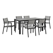 Modway Maine 7-Piece Modern Aluminum Patio Dining Set - Brown/Gray