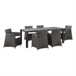 Modway Junction 7-Piece Aluminum Rattan Patio Dining Set in Brown/White