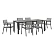 Modway Maine 7-Piece Modern Aluminum Patio Dining Set in Brown/Gray