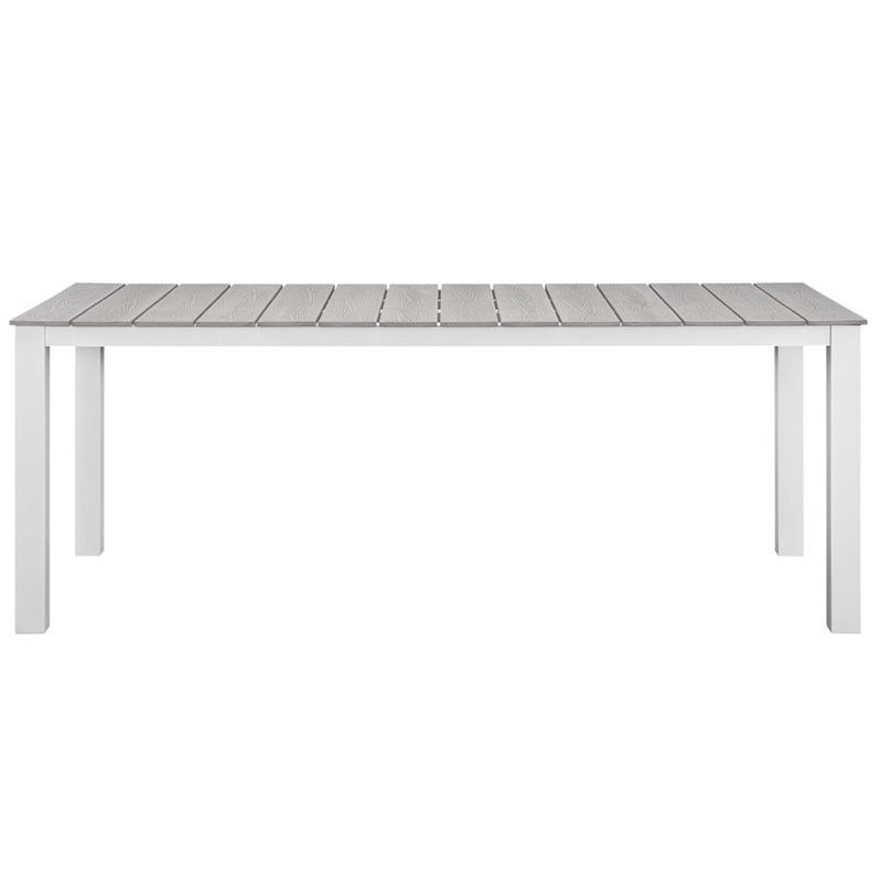 Modway Maine 7-Piece Modern Aluminum Patio Dining Set in White/Light Gray