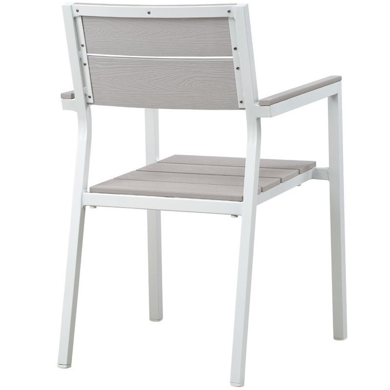 Modway Maine 7-Piece Modern Aluminum Patio Dining Set in White/Light Gray