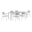 Modway Maine 7-Piece Modern Aluminum Patio Dining Set in White/Light Gray