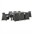 Modway Junction 9-Piece Aluminum Rattan Patio Dining Set in Brown/White