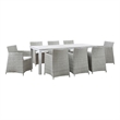 Modway Junction 9-Piece Aluminum Rattan Patio Dining Set in Gray/White