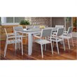 Modway Maine 9-Piece Modern Aluminum Patio Dining Set in White/Light Gray