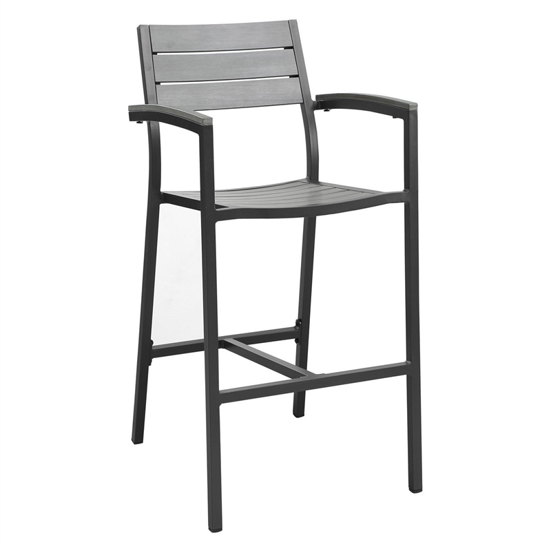 Modway Maine 3-Piece Modern Aluminum Patio Dining Set in White and Light Gray