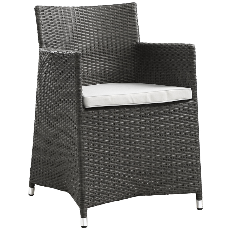Modway Junction 3-Piece Aluminum Rattan Patio Dining Set in Brown/White