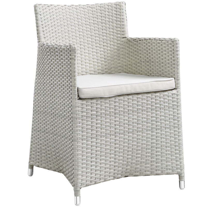 Modway Junction 3-Piece Aluminum Rattan Patio Dining Set in Gray/White