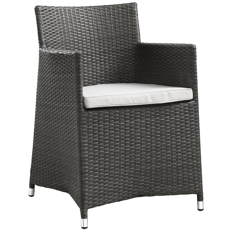 Modway Junction 5-Piece Aluminum Rattan Patio Dining Set in Brown/White