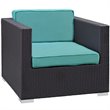 Modway Convene 5-Piece Aluminum Rattan Patio Sectional Set in Espresso/Turquoise