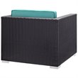 Modway Convene 5-Piece Aluminum Rattan Patio Sectional Set in Espresso/Turquoise