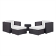 Modway Convene 5-Piece Aluminum Rattan Patio Sectional Set in Espresso/White