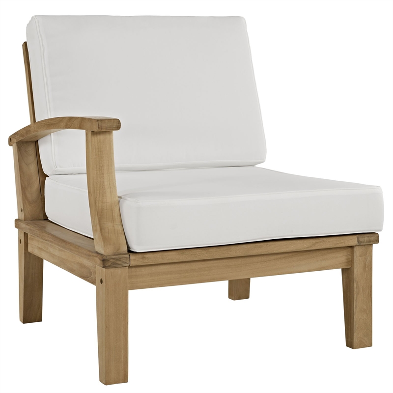 Modway Marina 2-Piece Solid Teak Wood Patio Sofa Sectional Set in Natural/White