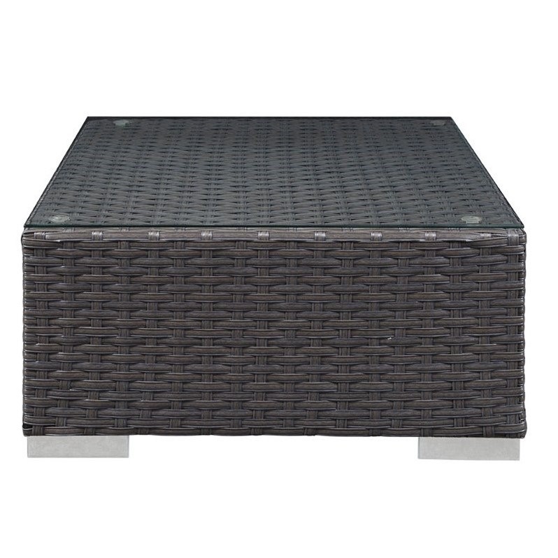Modway Sojourn Aluminum and Rattan Patio Ottoman in Canvas/Navy