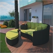 Modway Taiji Rattan Weave/Aluminum Patio Daybed in Espresso/Peridot