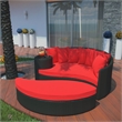 Modway Taiji Rattan Weave/Aluminum Patio Daybed in Espresso/Red