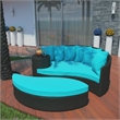 Modway Taiji Rattan Weave/Aluminum Patio Daybed in Espresso/Turquoise