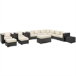 Modway Cohesion 11 Piece Outdoor Sofa Set in Espresso and White