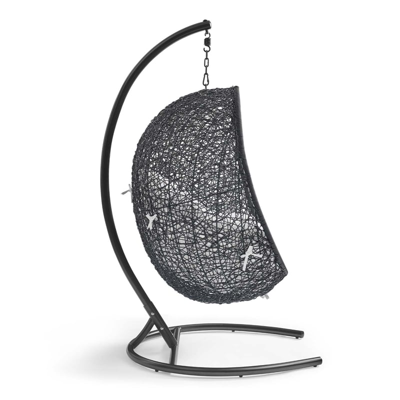 Modway Encase Outdoor Patio Rattan Swing Lounge Chair in White/Black