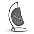 Modway Encase Outdoor Patio Rattan Swing Lounge Chair in White/Black