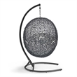 Modway Encase Outdoor Patio Rattan Swing Lounge Chair in White/Black