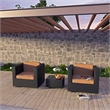 Modway Burrow 3 Piece Outdoor Sofa Set in Espresso and Red