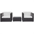 Modway Burrow 3 Piece Outdoor Sofa Set in Espresso and White