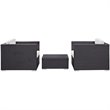 Modway Burrow 3 Piece Outdoor Sofa Set in Espresso and White